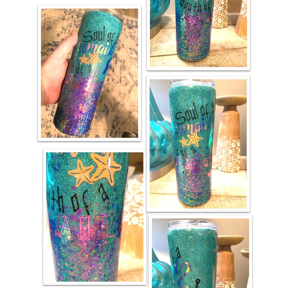 Mermaid mouth of a sailor 20 ounce skinny stainless steel tumbler